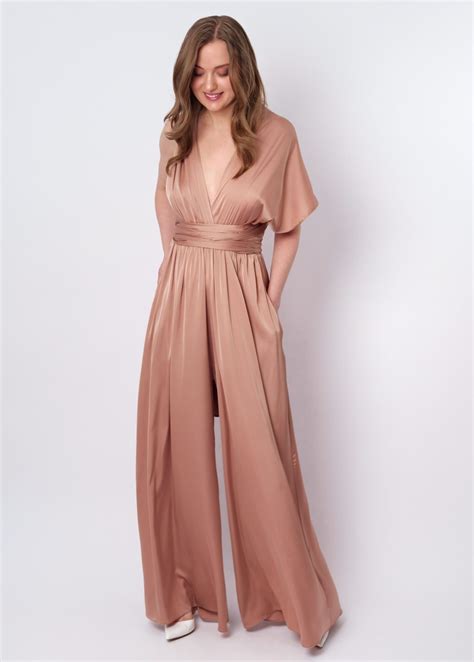 pink gold silk jumpsuit prada